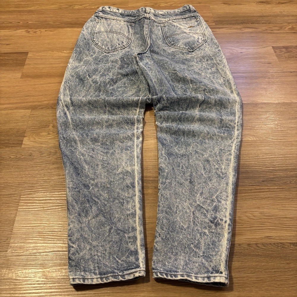 Vintage Chic Mom Jeans Women's 18 Tall Blue Denim Acid Wash High Rise Taper USA